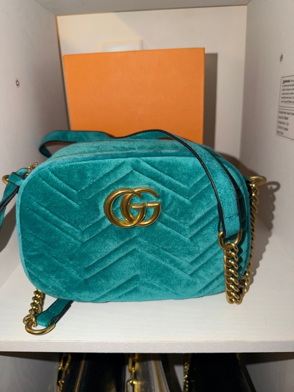 Teal Velvet Marmont Small Camera Bag